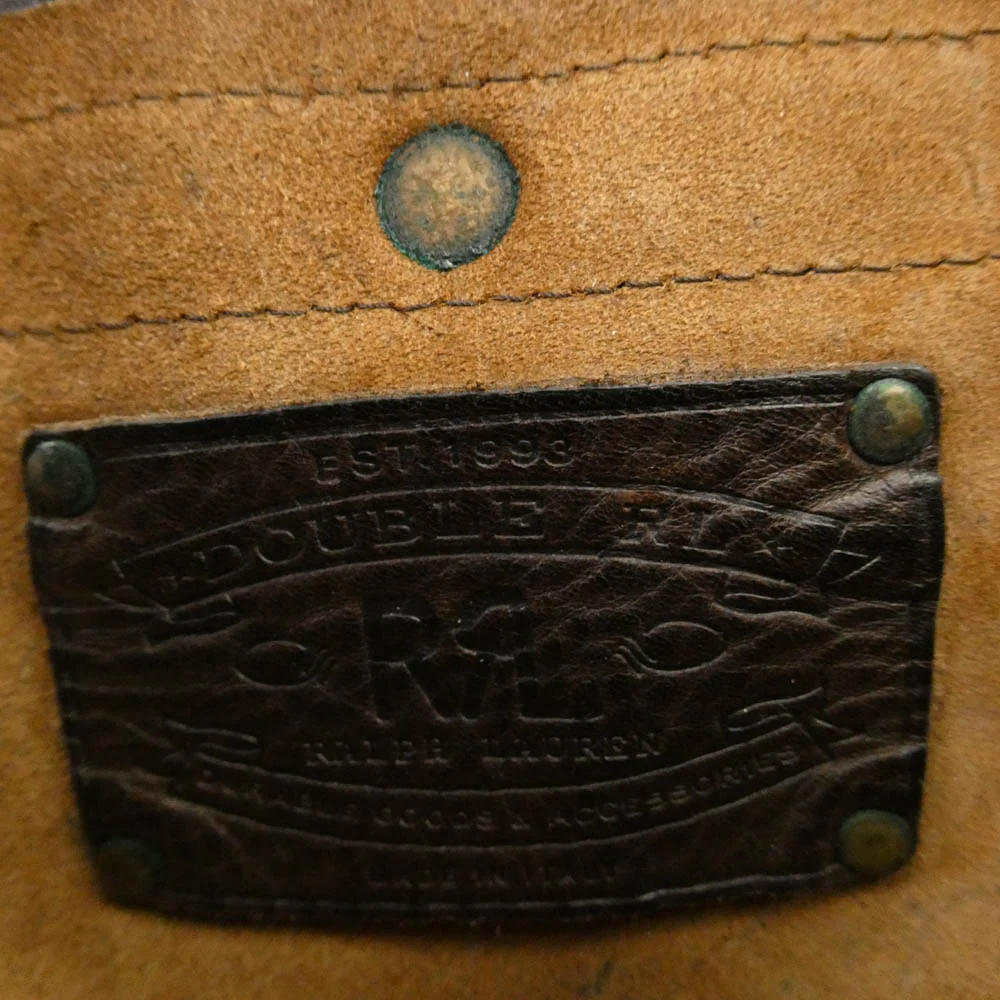 RRL ダブルアールエル Tumbled Leather Messenger Bag イタリア製 ヴィンテージ加工 オールレザー メッセンジャー バッグ ダークブラウン系【中古】 - Image 9