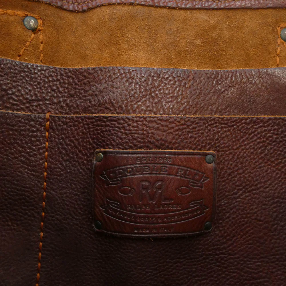 RRL ダブルアールエル イタリア製 ヴィンテージ加工 オールレザー トート バッグ ブラウン系【中古】 - Image 5