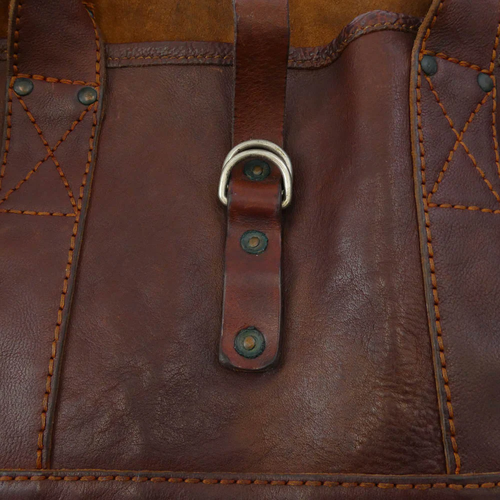 RRL ダブルアールエル イタリア製 ヴィンテージ加工 オールレザー トート バッグ ブラウン系【中古】 - Image 8
