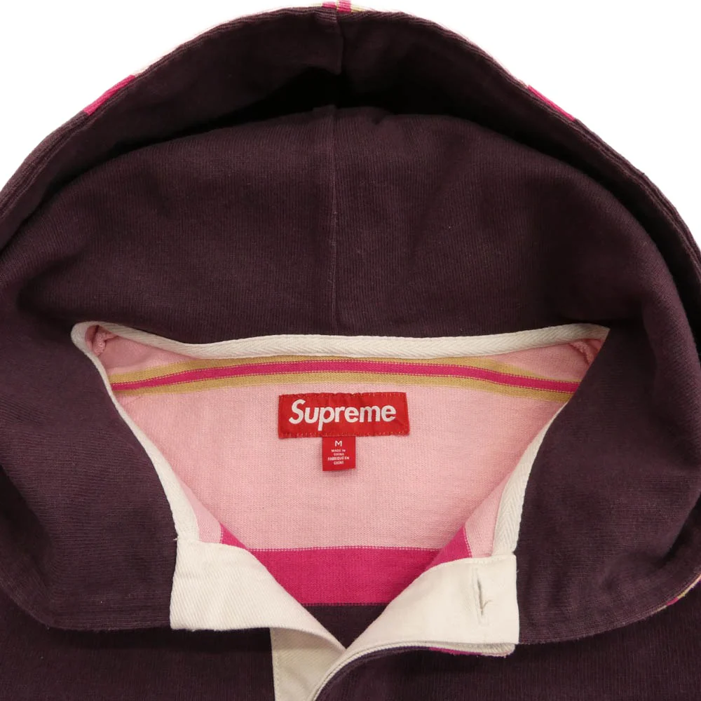 Supreme シュプリーム 24AW Hooded Rugby フード付き ラガー シャツ ピンク系 M【中古】 - Image 3