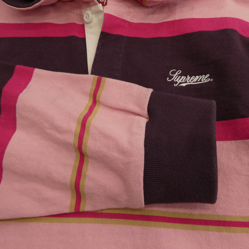 Supreme シュプリーム 24AW Hooded Rugby フード付き ラガー シャツ ピンク系 M【中古】 - Image 4
