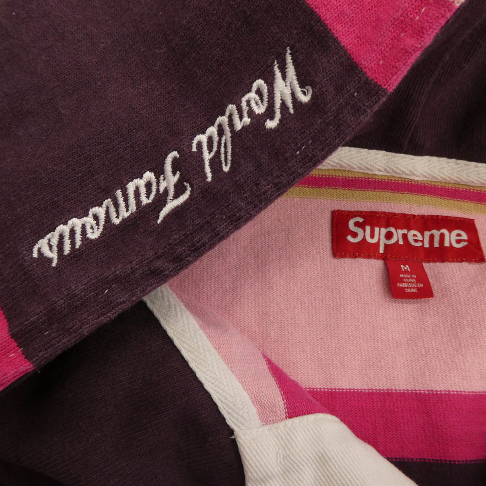 Supreme シュプリーム 24AW Hooded Rugby フード付き ラガー シャツ ピンク系 M【中古】 - Image 5