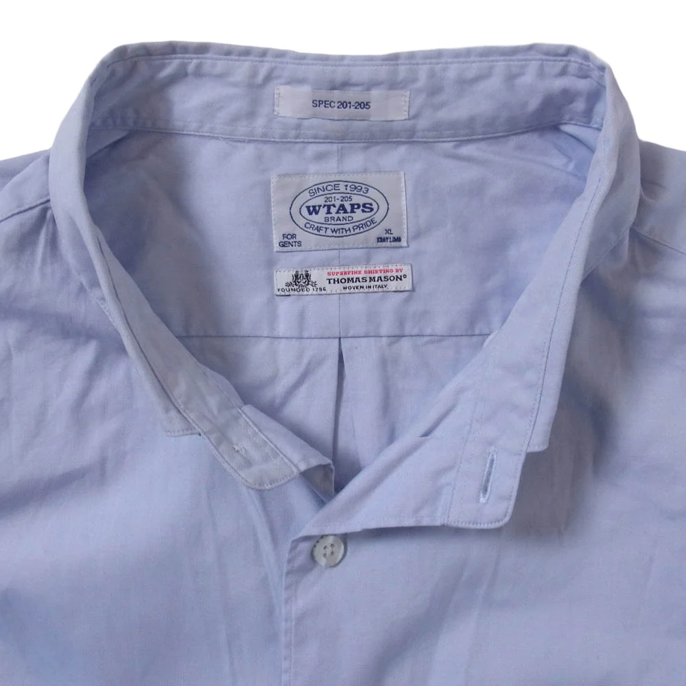 WTAPS ダブルタップス 141SPDT-SHM06 THOMAS MASON トーマスメイソン PLAIN S/S ボタンダウン プレーン 半袖 シャツ ライトブルー系 XL【中古】 - Image 3