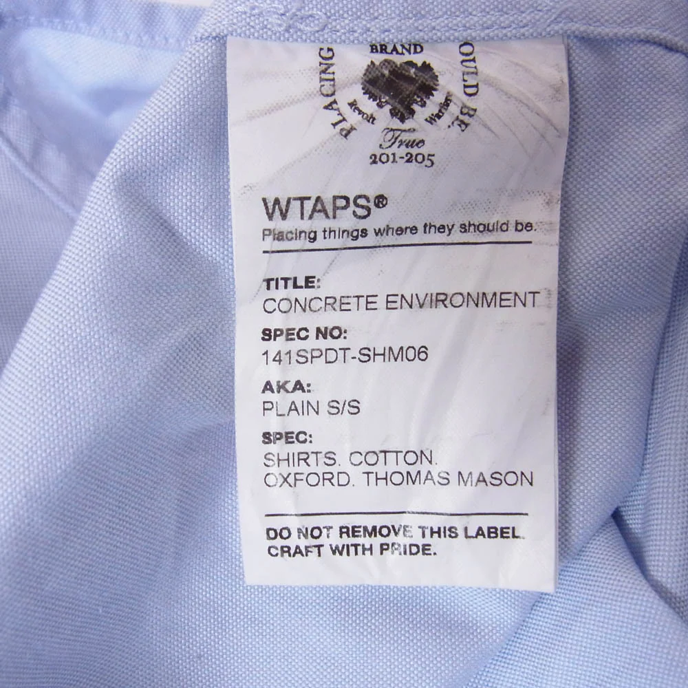 WTAPS ダブルタップス 141SPDT-SHM06 THOMAS MASON トーマスメイソン PLAIN S/S ボタンダウン プレーン 半袖 シャツ ライトブルー系 XL【中古】 - Image 4