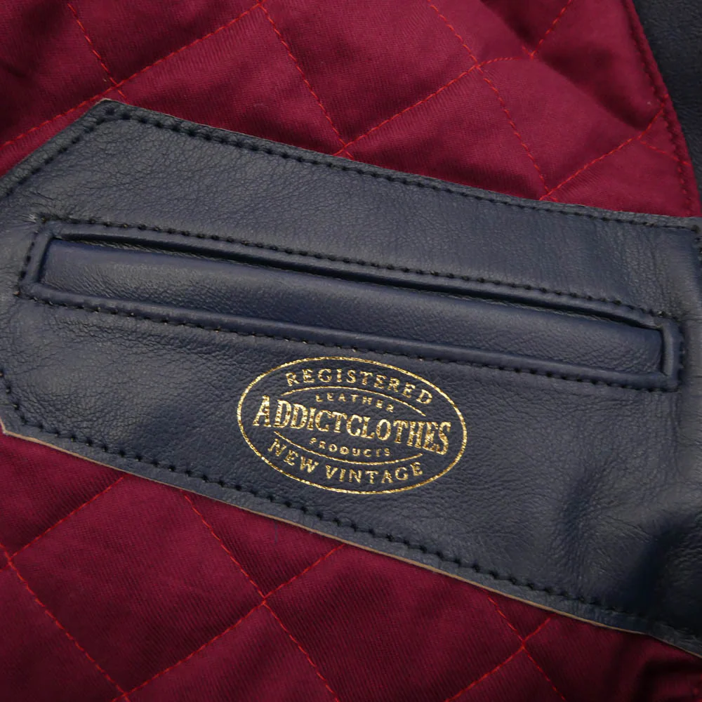 ADDICT CLOTHES アディクトクローズ AD-01 CENTER-ZIP JACKET SHEEP シープスキン シングル ライダース ジャケット ブルー系 36【新古品】【未使用】【中古】 - Image 6