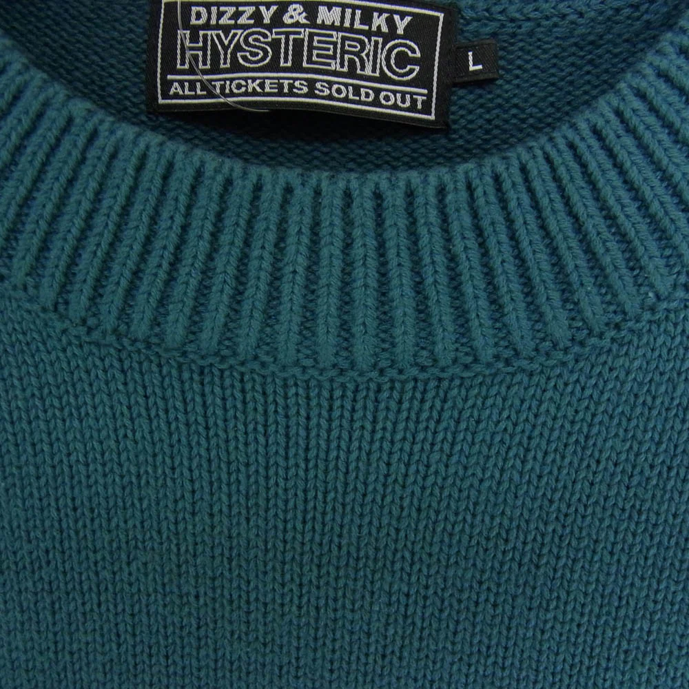 HYSTERIC GLAMOUR ヒステリックグラマー 25AW 02253NS01 ENDLESS ROCK 編込 セーター クルーネック ニット グリーン系 L【中古】 - Image 3