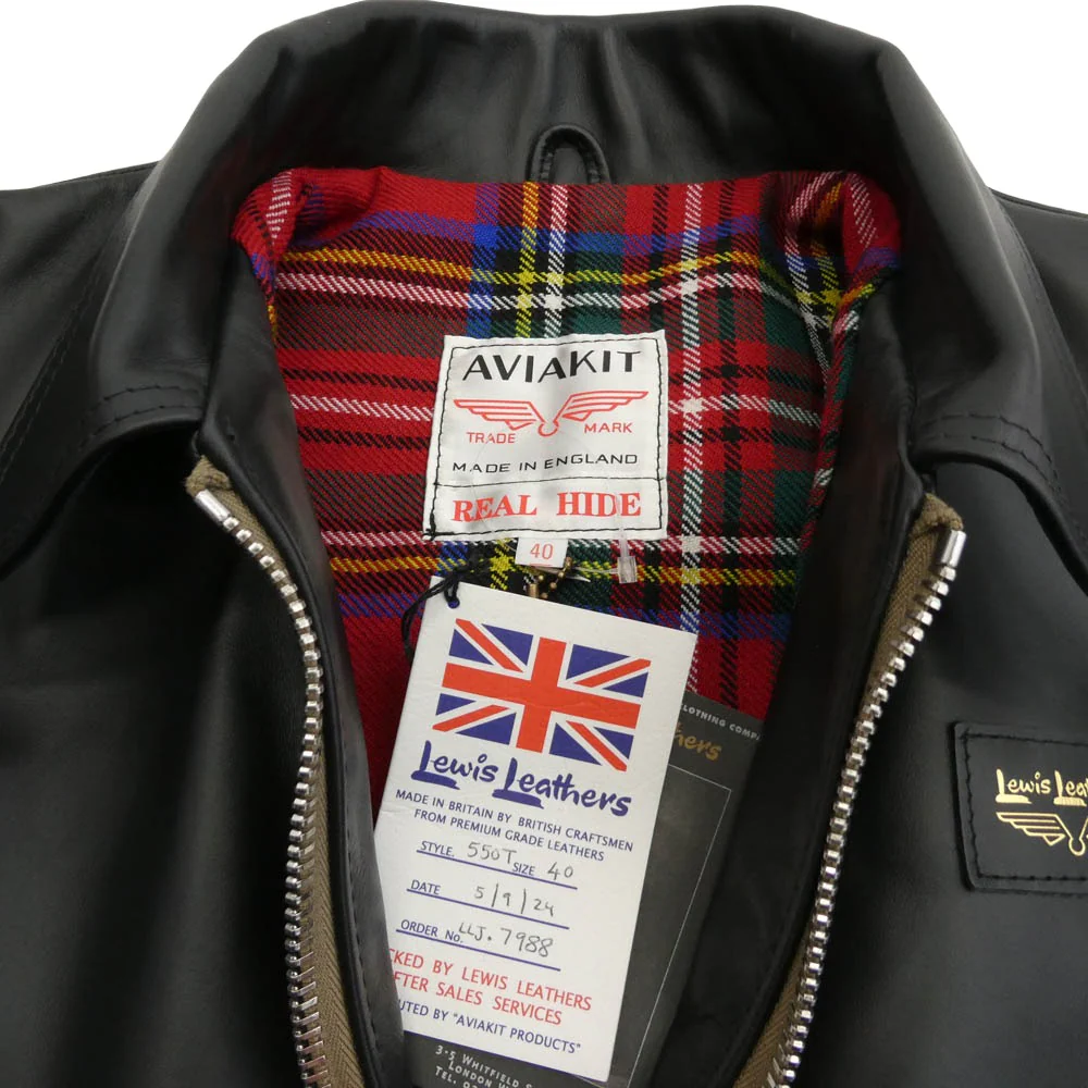 Lewis Leathers ルイスレザー 550T Nebraska ネブラスカ タイトフィット 裏地タータンチェック シングルライダース レザージャケット ブラック系 40【美品】【中古】 - Image 3