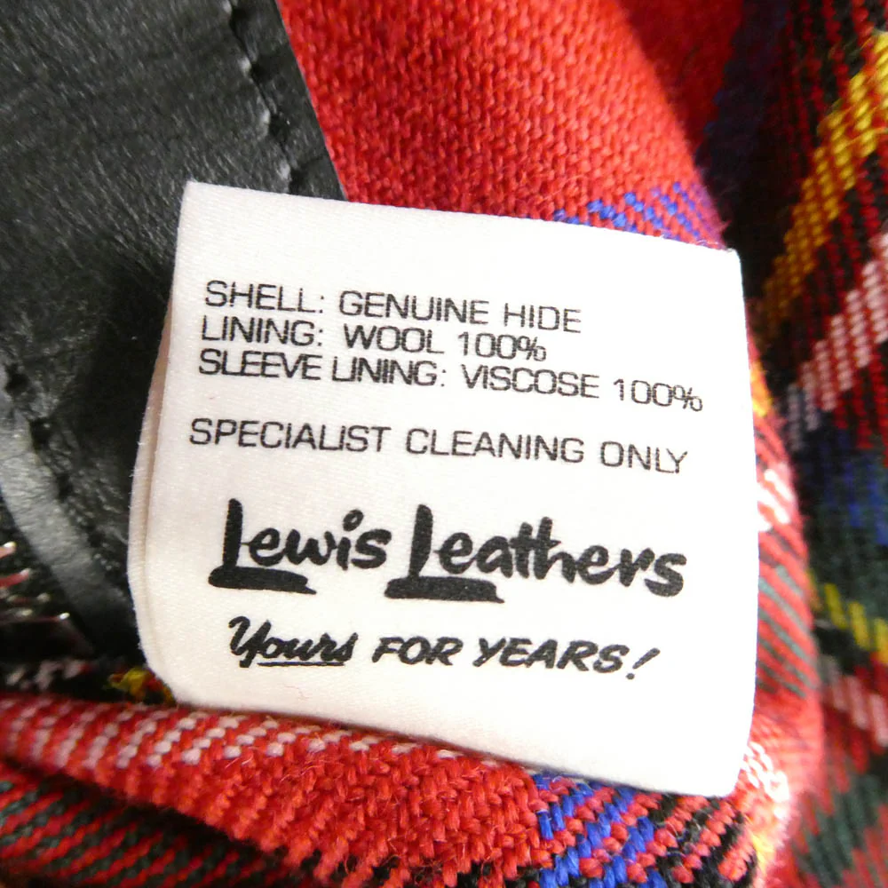 Lewis Leathers ルイスレザー 550T Nebraska ネブラスカ タイトフィット 裏地タータンチェック シングルライダース レザージャケット ブラック系 40【美品】【中古】 - Image 6