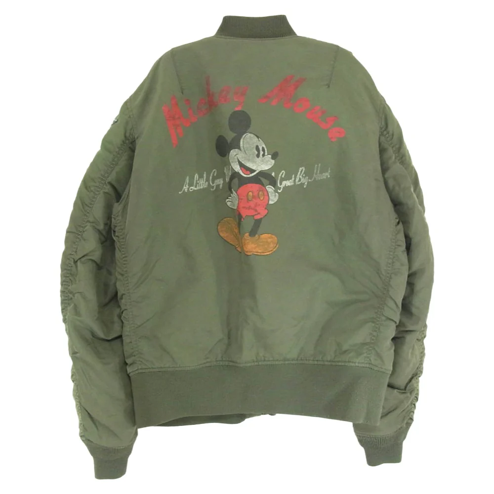 AVIREX アヴィレックス Disney ディズニー ミッキー MA-1 フライトジャケット カーキ系 M【中古】 - Image 2