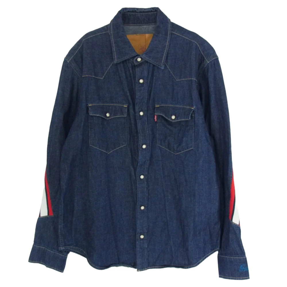 FACETASM ファセッタズム YA-SH-U07 × Levi’s リーバイス RIB SAWTOOTH WEATERN SHIRT ウエスタン デニム シャツ インディゴブルー系 L【中古】