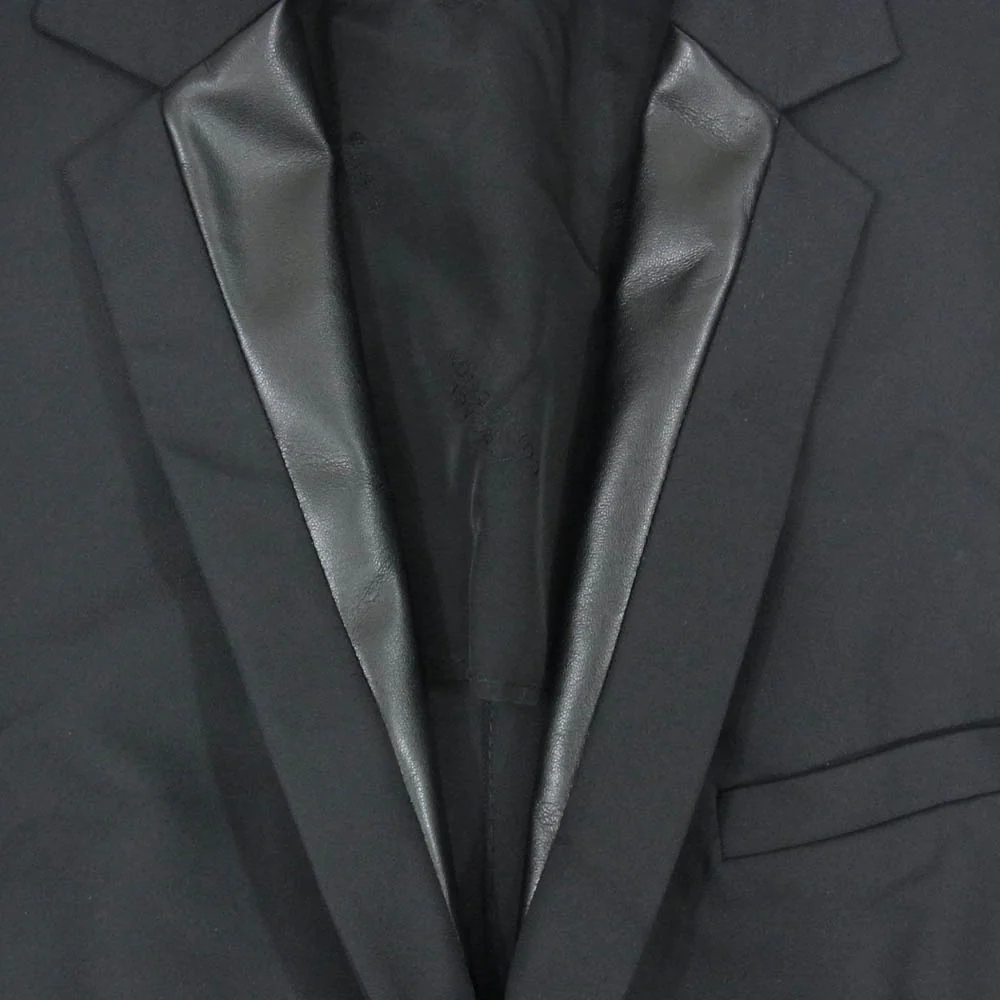 VERSACE ヴェルサーチ フェイクレザー切替 テーラード ジャケット ブラック系 50【中古】 - Image 3
