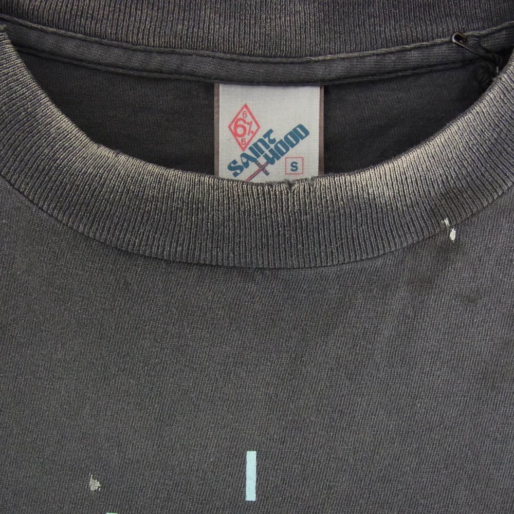 SAINT MICHAEL セントマイケル 25SS SM-HR3-0000-C69 × NEIGHBORHOOD ネイバーフッド NH SS TEE STHD.HOOD ヴィンテージ加工 半袖 Tシャツ カットソー グレー系 S【中古】 - Image 3