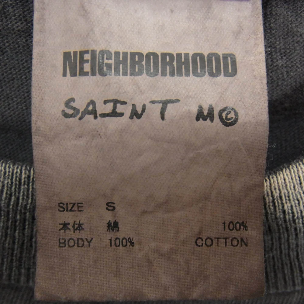 SAINT MICHAEL セントマイケル 25SS SM-HR3-0000-C69 × NEIGHBORHOOD ネイバーフッド NH SS TEE STHD.HOOD ヴィンテージ加工 半袖 Tシャツ カットソー グレー系 S【中古】 - Image 5