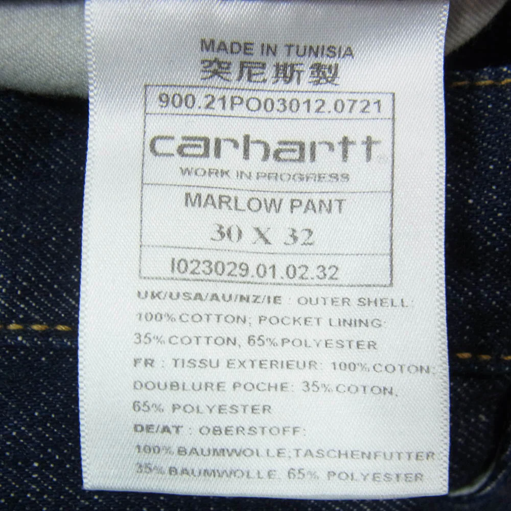 Carhartt カーハート MARLOW PANT マーロー デニム パンツ インディゴブルー系 30【中古】 - Image 3