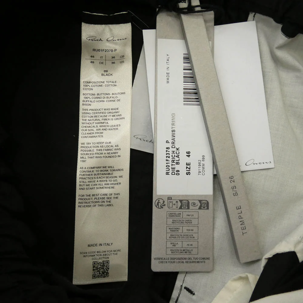 Rick Owens リックオウエンス 26SS RU01F2378-P Dietrich Drawstring Pants ディートリヒ ドローストリング パンツ ブラック系 46【中古】 - Image 4
