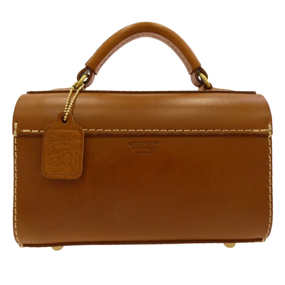 HERZ ヘルツ CT-2303 50周年記念 フィットバッグ 箱型 2WAY ハンドバッグ ショルダーバッグ ブラウン系【中古】 - Image 3