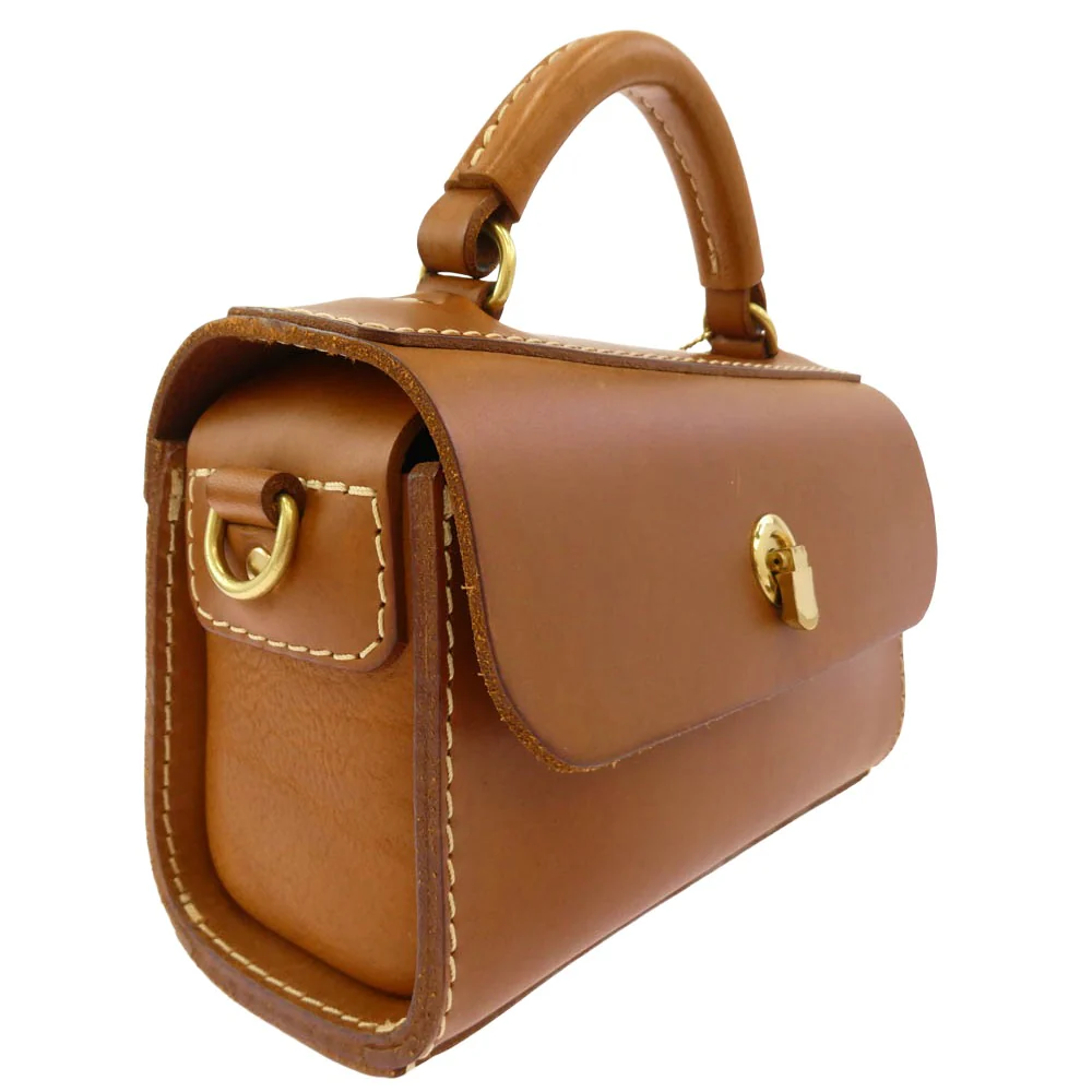 HERZ ヘルツ CT-2303 50周年記念 フィットバッグ 箱型 2WAY ハンドバッグ ショルダーバッグ ブラウン系【中古】 - Image 4