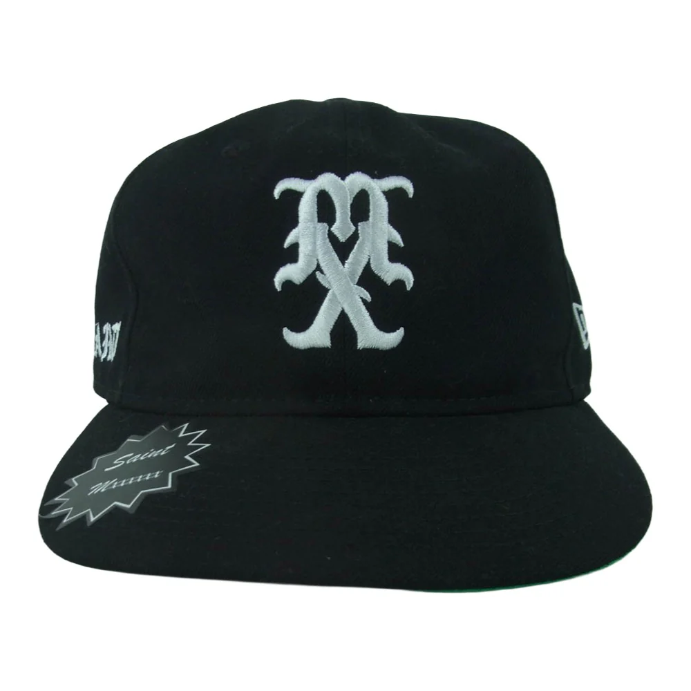 SAINT MICHAEL セントマイケル 24SS New Era ロゴ刺繍 ベースボール キャップ 帽子 中国製 ブラック系【中古】 - Image 4