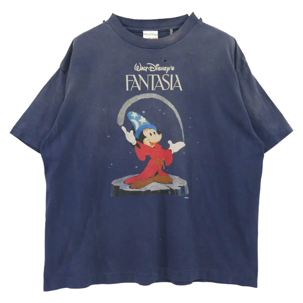 SAINT MICHAEL セントマイケル 25SS SM-HR8-0000-C65 × Disney FANTASIA SS TEE ディズニー ムービープリント 半袖 Tシャツ ネイビー系 マルチカラー系 XL【中古】