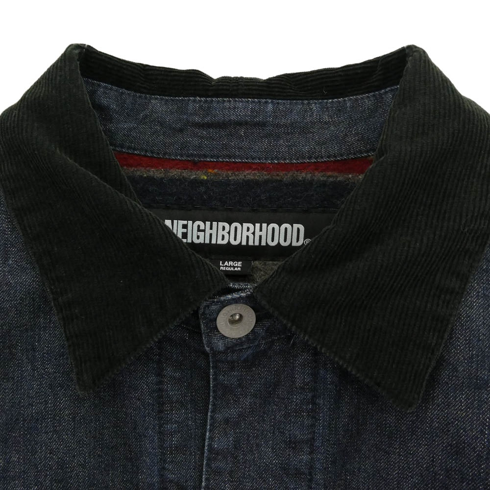 NEIGHBORHOOD ネイバーフッド 242AQNH-JKM03 CORDUROY COLLAR WASHED COVERALL コーデュロイカラー ペンキ加工 ジャケット インディゴブルー系 マルチカラー系 L【中古】 - Image 3