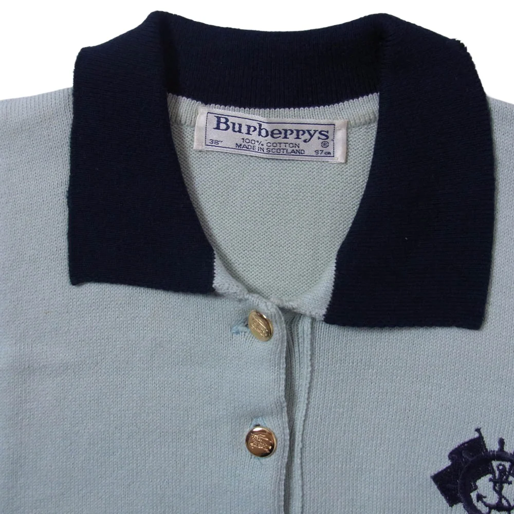BURBERRY バーバリー Burberrys ヴィンテージ ニット ポロシャツ ライトグリーン系 38【中古】 - Image 3