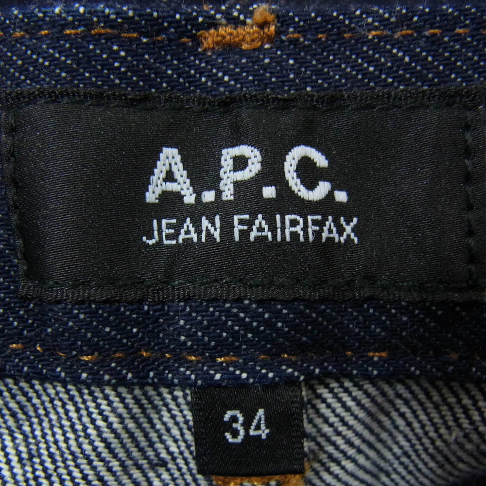A.P.C. アーペーセー JEAN FAIRFAX ワイドテーパード ボタンフライ ストレート デニム パンツ ジーンズ インディゴブルー系 34【中古】 - Image 3