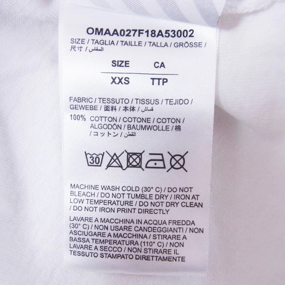 OFF-WHITE オフホワイト OMAA027F18A53002 ダイアゴナル ロゴ プリント 半袖 Tシャツ カットソー ホワイト系 XXS【美品】【中古】 - Image 4