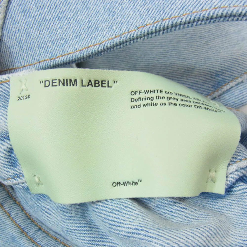 OFF-WHITE オフホワイト 19SS OMYA005R19386032 ボタンフライ テーパード ダメージ加工 ストレッチ デニム インディゴブルー系 32【中古】 - Image 3
