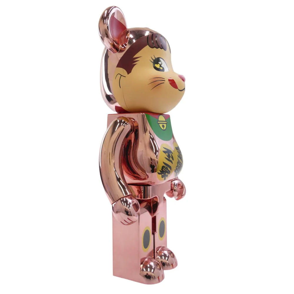MEDICOM TOY メディコムトイ × 不二家 ミルキー FUJIYA BE@RBRICK 招き猫 金運 ダブル小判 ペコちゃん 桃金メッキ 1000% ベアブリック ピンクゴールド系 全高約700mm【中古】 - Image 3