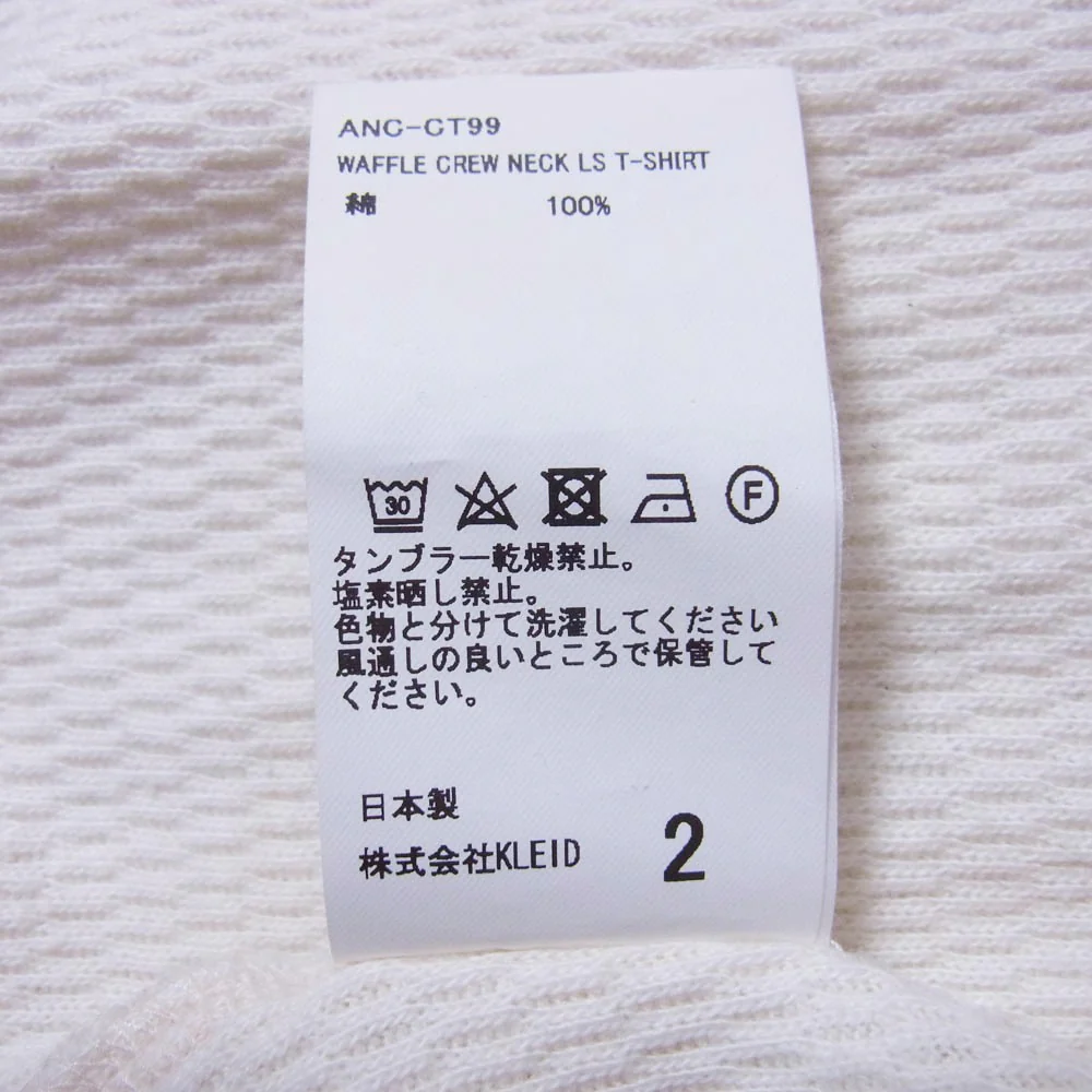 ANCELLM アンセルム ANC-CT99 WAFFLE CREW NECK LS T-SHIRT ワッフル クルーネック 長袖 カットソー Tシャツ オフホワイト系 2【中古】 - Image 5