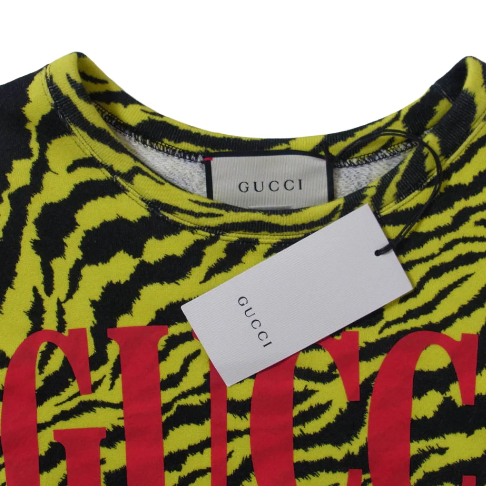 GUCCI グッチ 469250 XJAR6 Logo Sweatshirt ロゴプリント アニマル総柄 クルーネック スウェット トレーナー イエロー系 XS【中古】 - Image 3