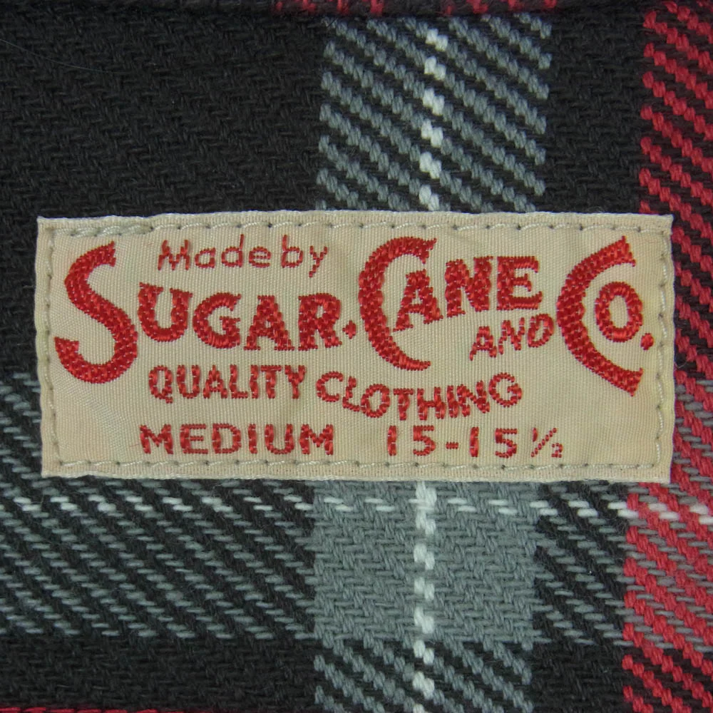 SUGAR CANE シュガーケーン SC28960 TWILL CHECK WORK SHIRT ツイル チェック ワーク 長袖 シャツ ブラック系 レッド系 M 15 - 15.5【中古】 - Image 5