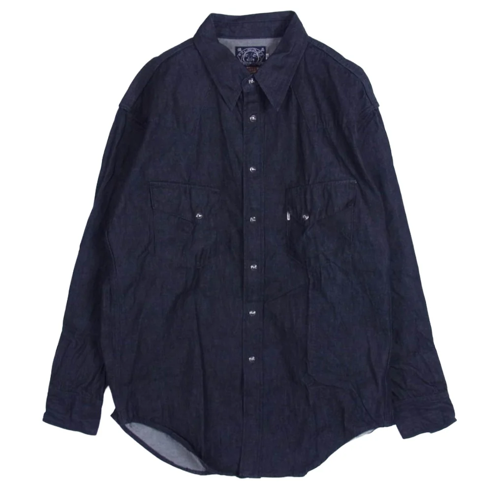 EVISU エヴィス 岡山製デニム ウェスタン シャツ ダークネイビー系 42【美品】【中古】