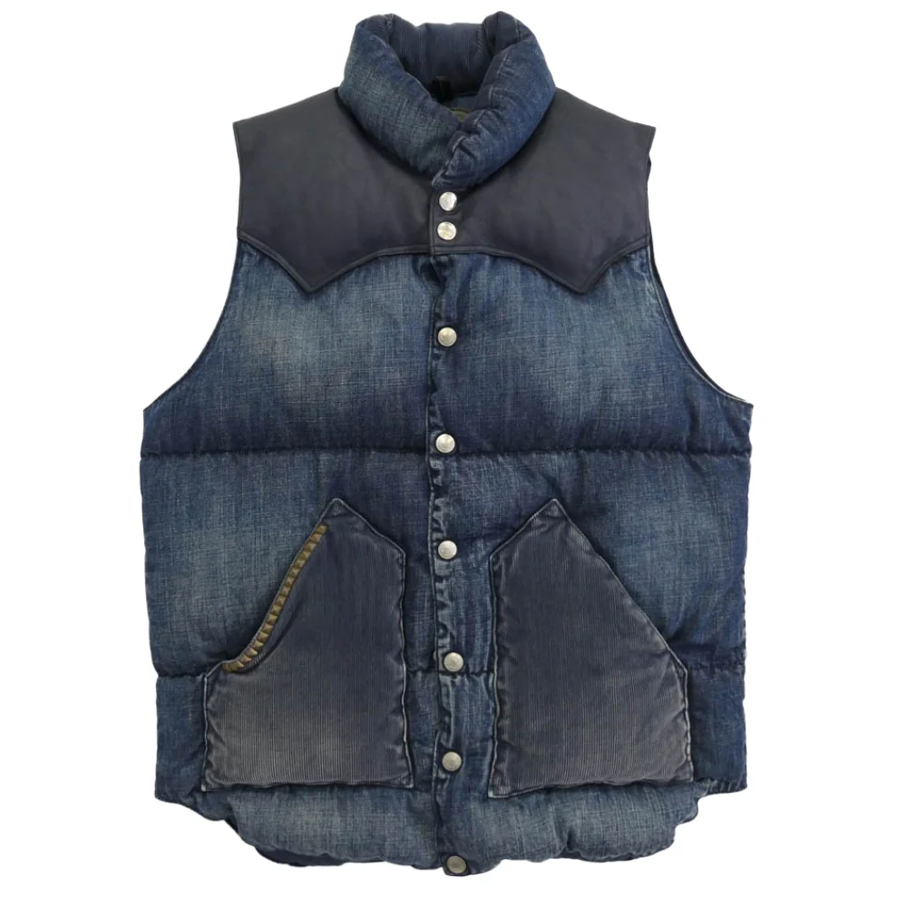 HYSTERIC GLAMOUR ヒステリックグラマー 0253AV01 スタッヅ デニム ダウン ベスト インディゴブルー系 38【中古】