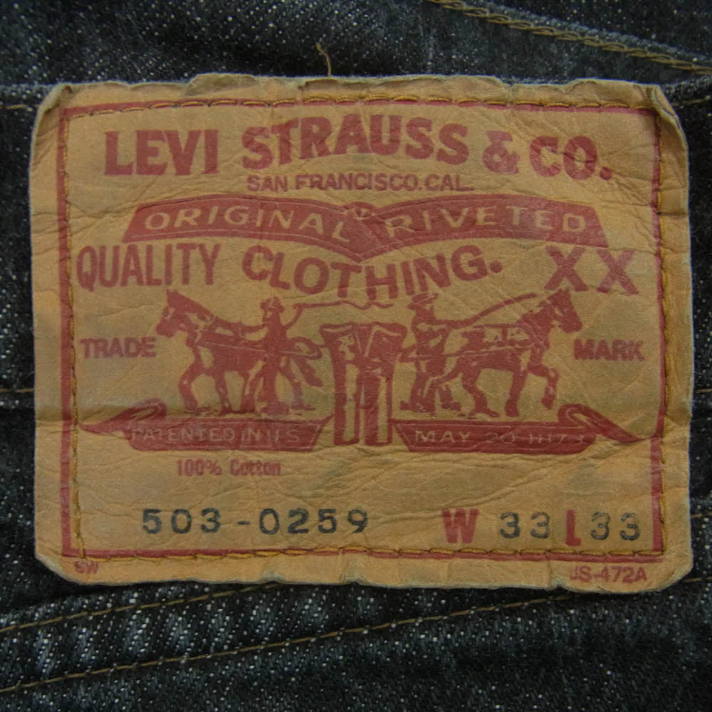 Levi's リーバイス 503-0259 503-0213 J09刻印 スモールe ジップアップ ブラック デニム パンツ ジーンズ グレー系 W33 L33【中古】 - Image 3