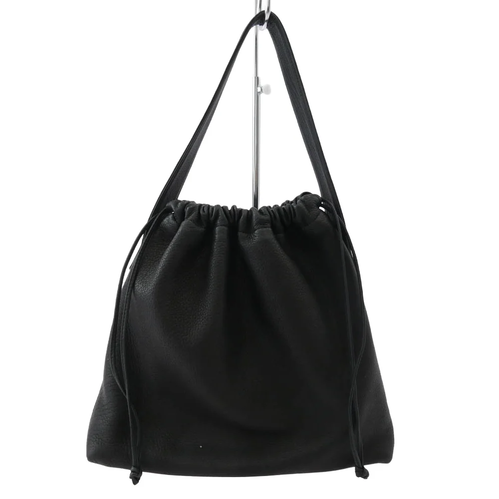アエタ DRAW STRING ONE SHOULDER レザー ショルダーバッグ ブラック系【中古】