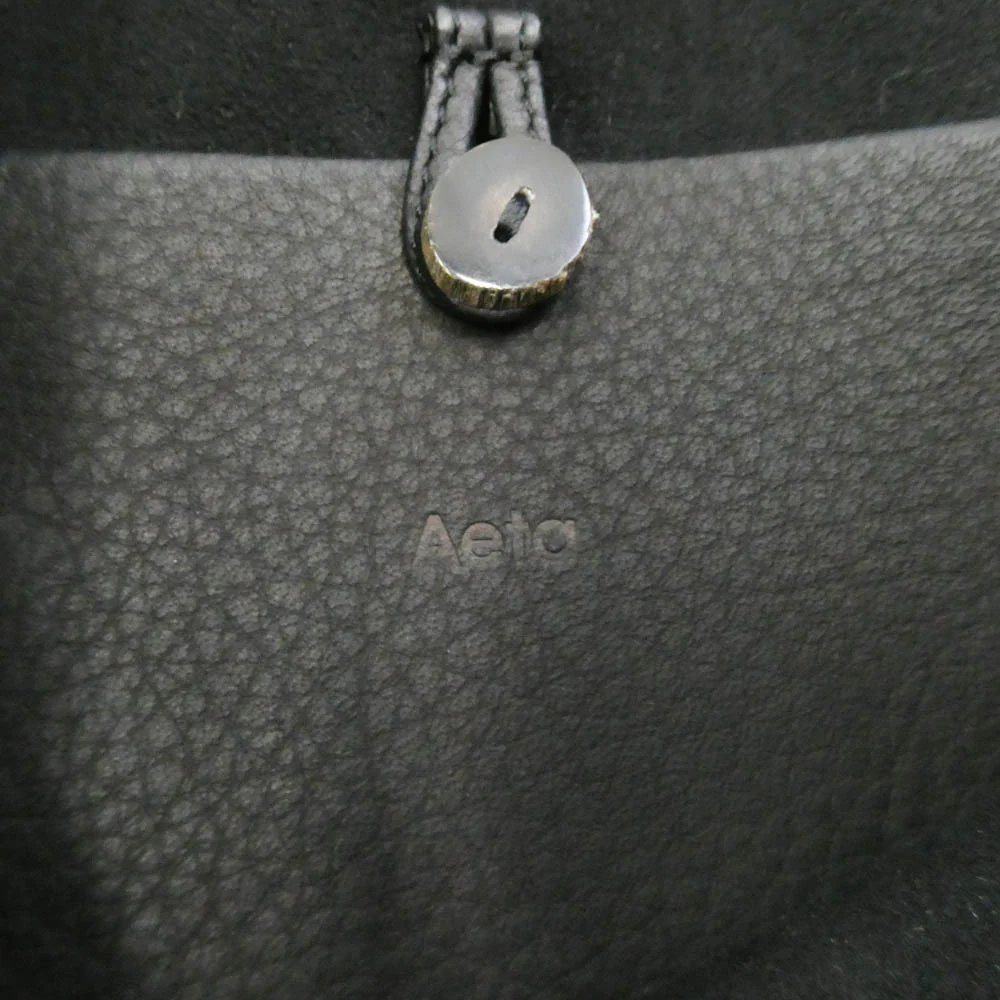 アエタ DRAW STRING ONE SHOULDER レザー ショルダーバッグ ブラック系【中古】 - Image 6