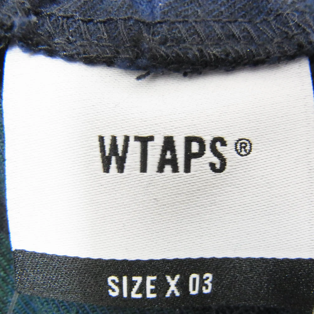 WTAPS ダブルタップス 22AW 222TQDT-PTM02 SEAGULL TROUSERS FLANNEL シーガル トラウザーズ フランネル タータンチェック トラウザーズ イージー パンツ ロゴシールド 刺繍 ネイビー系 X03【中古】 - Image 3
