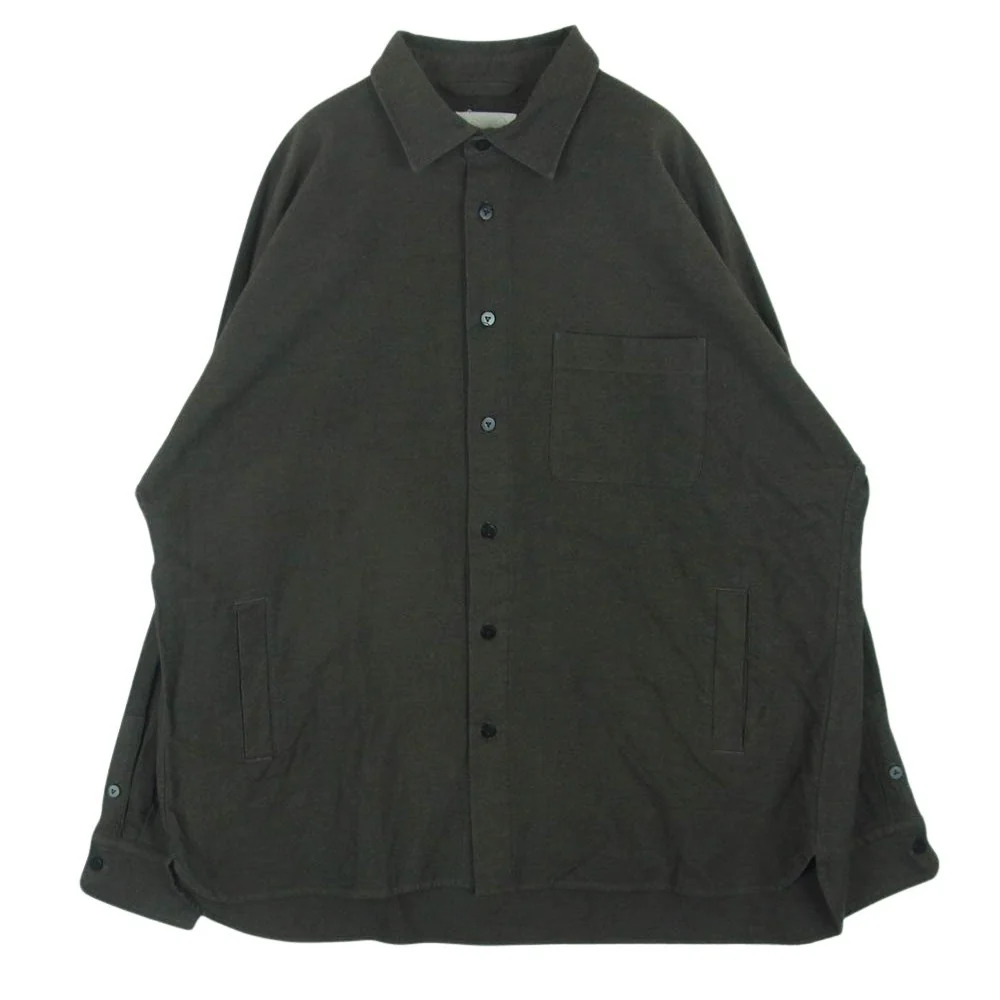 yoko sakamoto ヨーコサカモト SHIRT JACKET マテリアルコットン 長袖 シャツ ジャケット グレー系 L【中古】