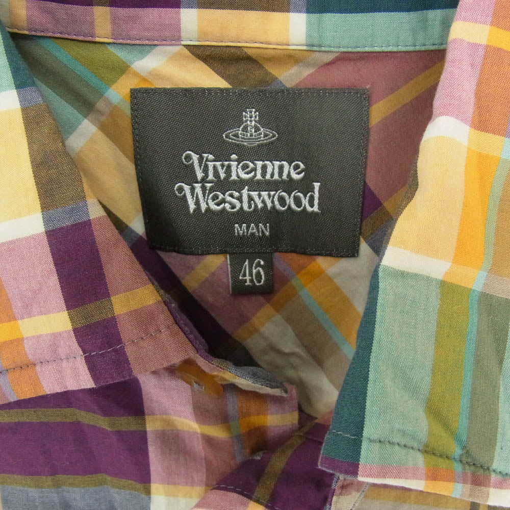 Vivienne WestwoodMAN ヴィヴィアンウエストウッドマン VM-WR-73593 オーブ刺繍 チェック柄 長袖シャツ マルチカラー系 46【中古】 - Image 3