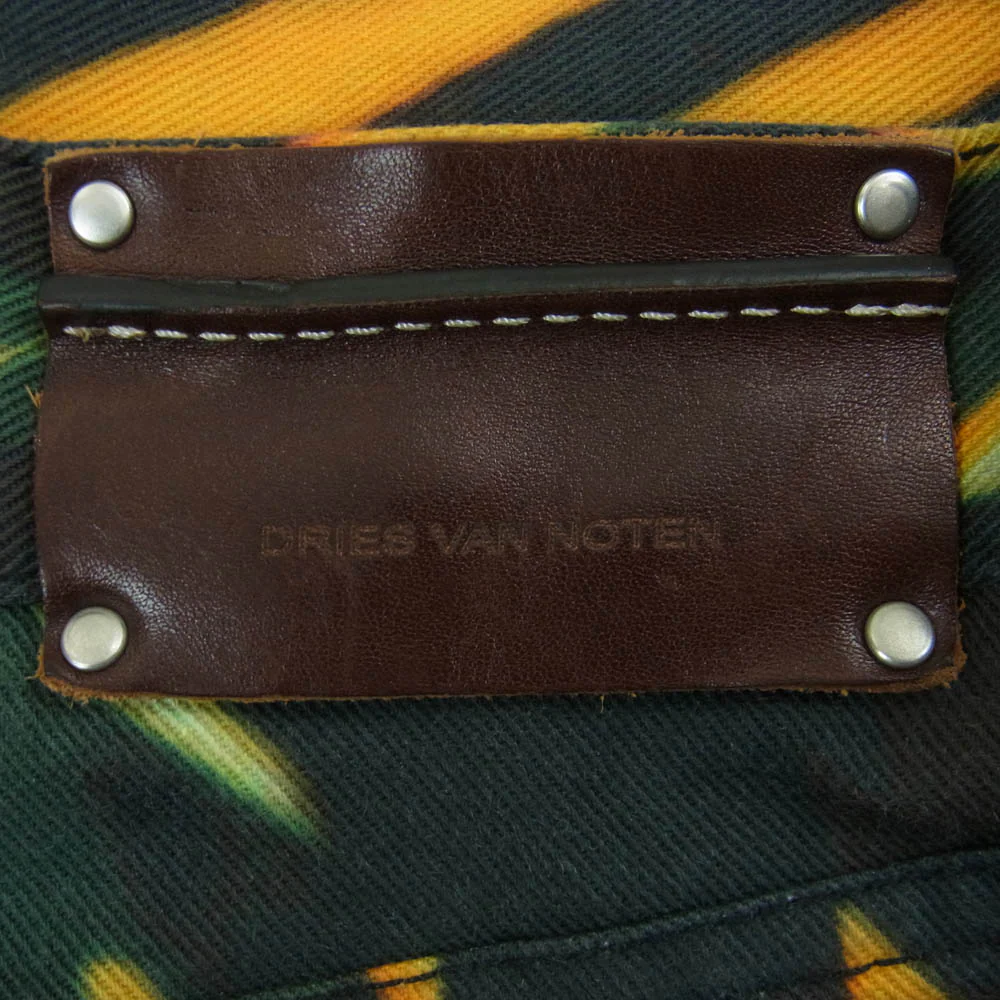 DRIES VAN NOTEN ドリスヴァンノッテン 21ss Len Lye レンライ ネオン プリント デニム パンツ ブラック系 グリーン系 オレンジ系 34【中古】 - Image 3