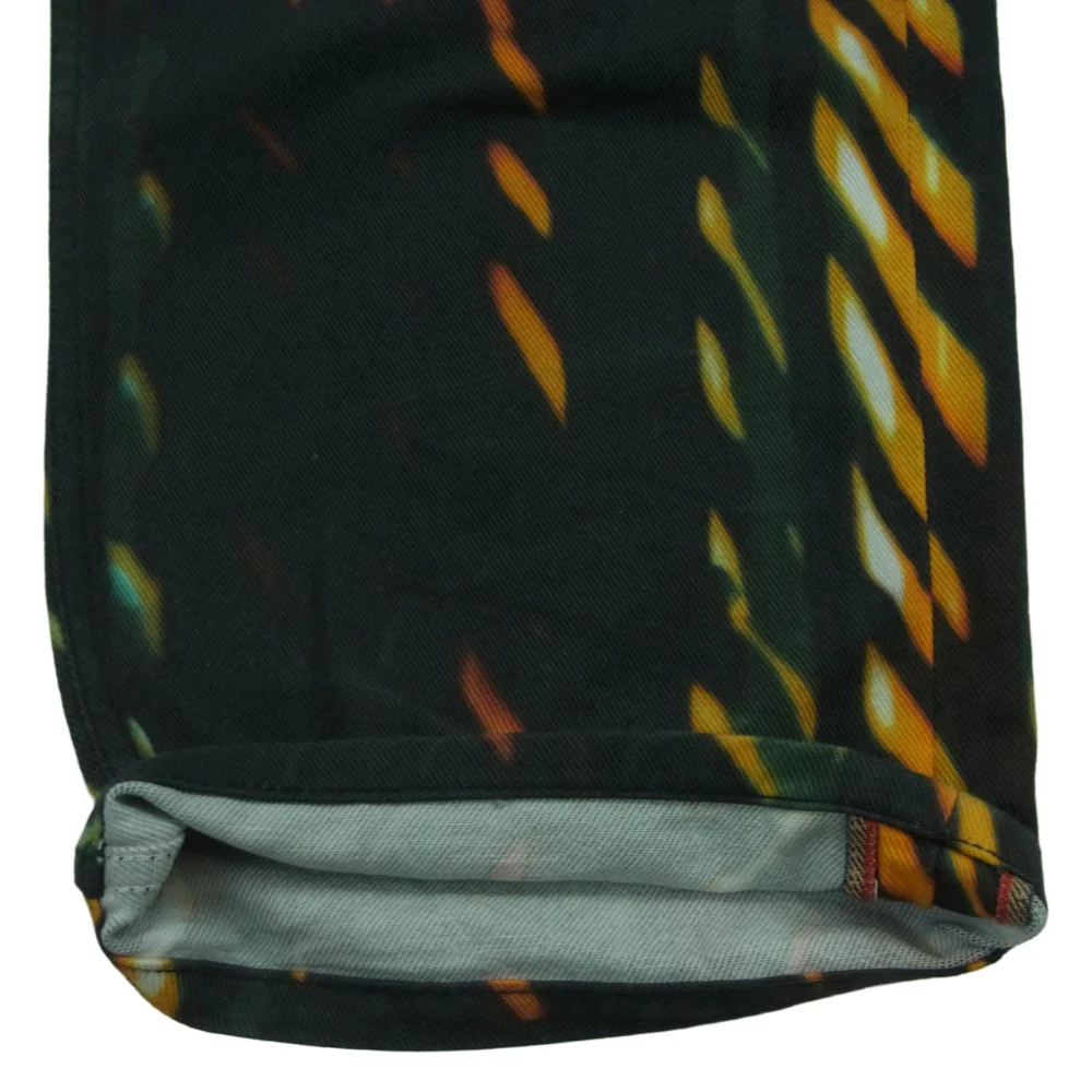 DRIES VAN NOTEN ドリスヴァンノッテン 21ss Len Lye レンライ ネオン プリント デニム パンツ ブラック系 グリーン系 オレンジ系 34【中古】 - Image 7