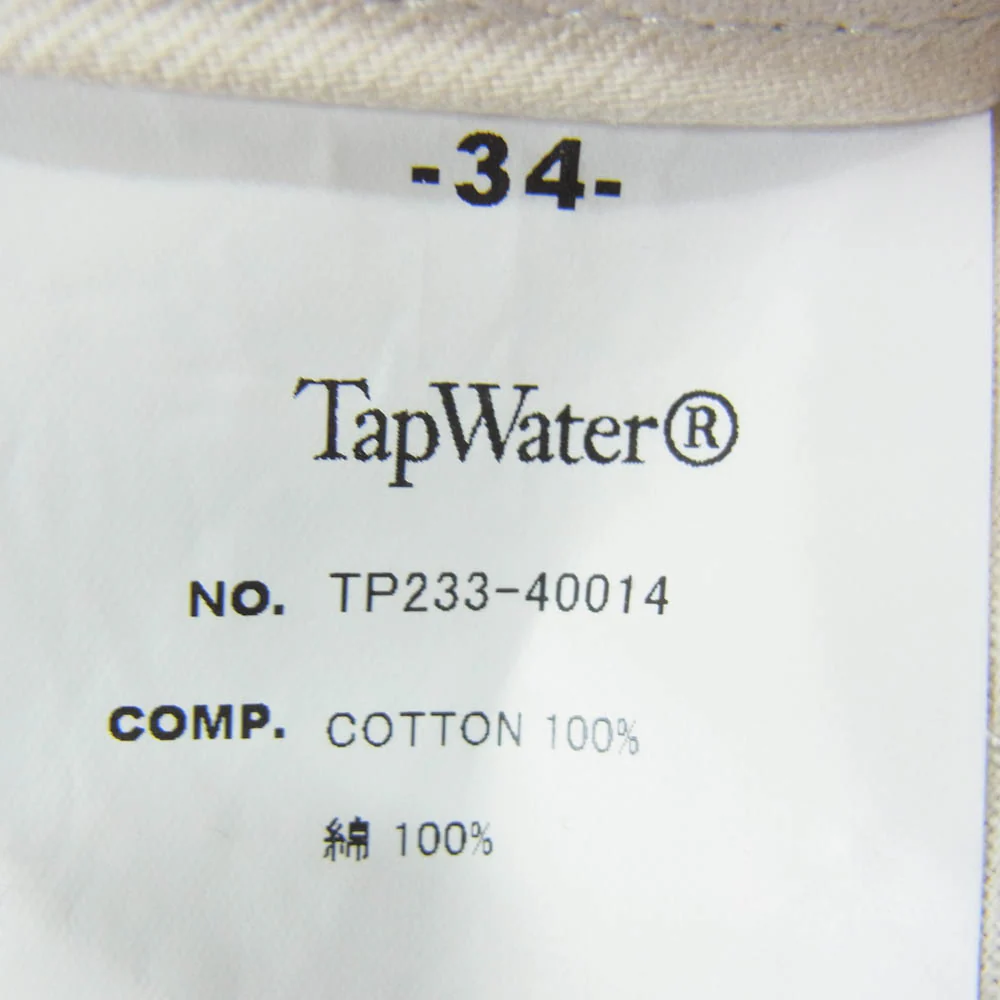 タップウォーター TP233-40014 Cotton Chino Tuck Trousers コットン タック トラウザーズ チノパンツ ベージュ系 34【中古】 - Image 3