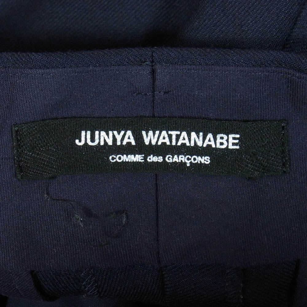 JUNYA WATANABE COMME des GARCONS ジュンヤワタナベコムデギャルソン 19AW JD-P021 AD2019 ウール ワイド スラックス パンツ ネイビー系 S【中古】 - Image 3