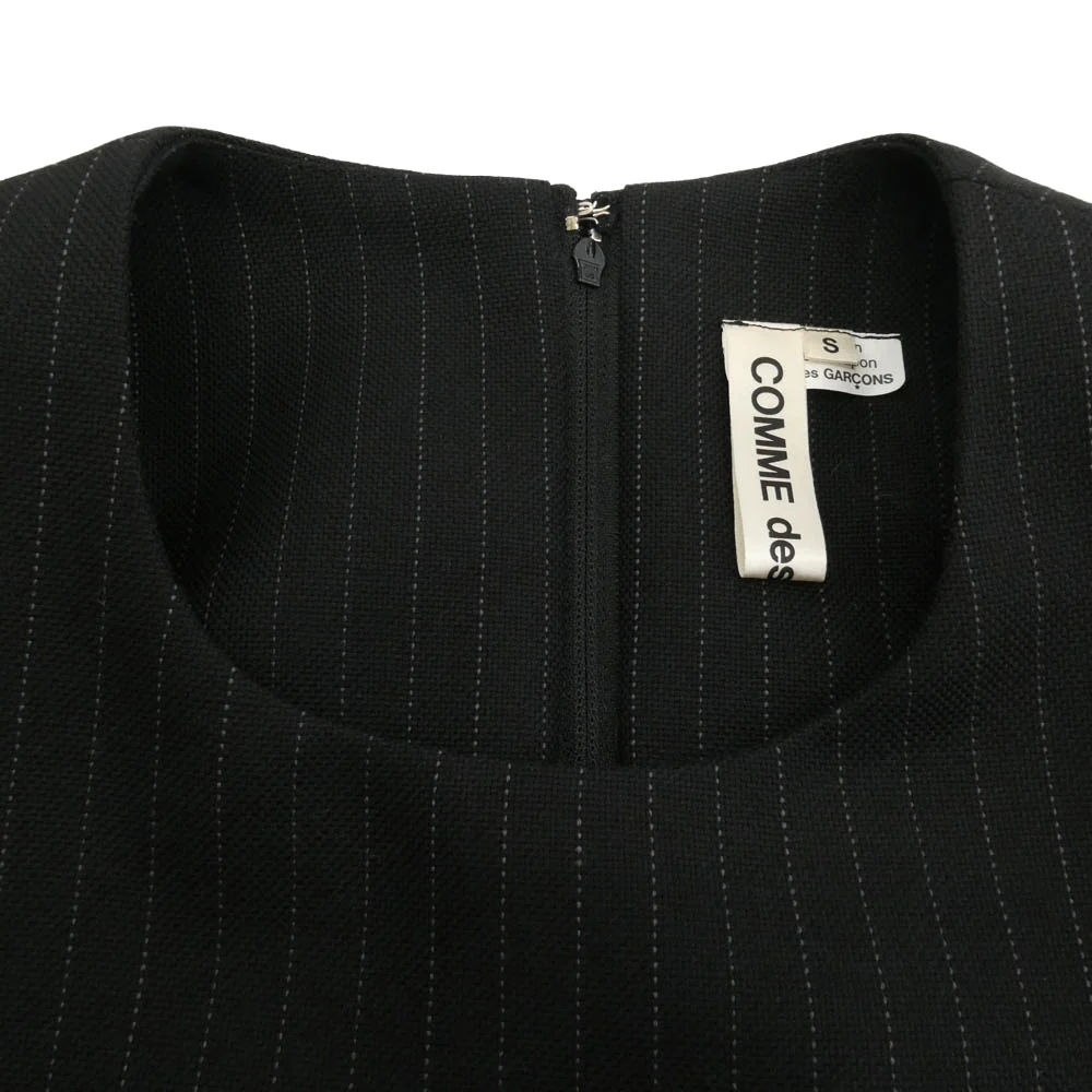 COMME des GARCONS コムデギャルソン 25AW GP-U002 本ライン AD2025 ノースリーブ ピンストライプ バックジップ ウール ジャンプスーツ オールインワン ブラック系 S【極上美品】【中古】 - Image 3