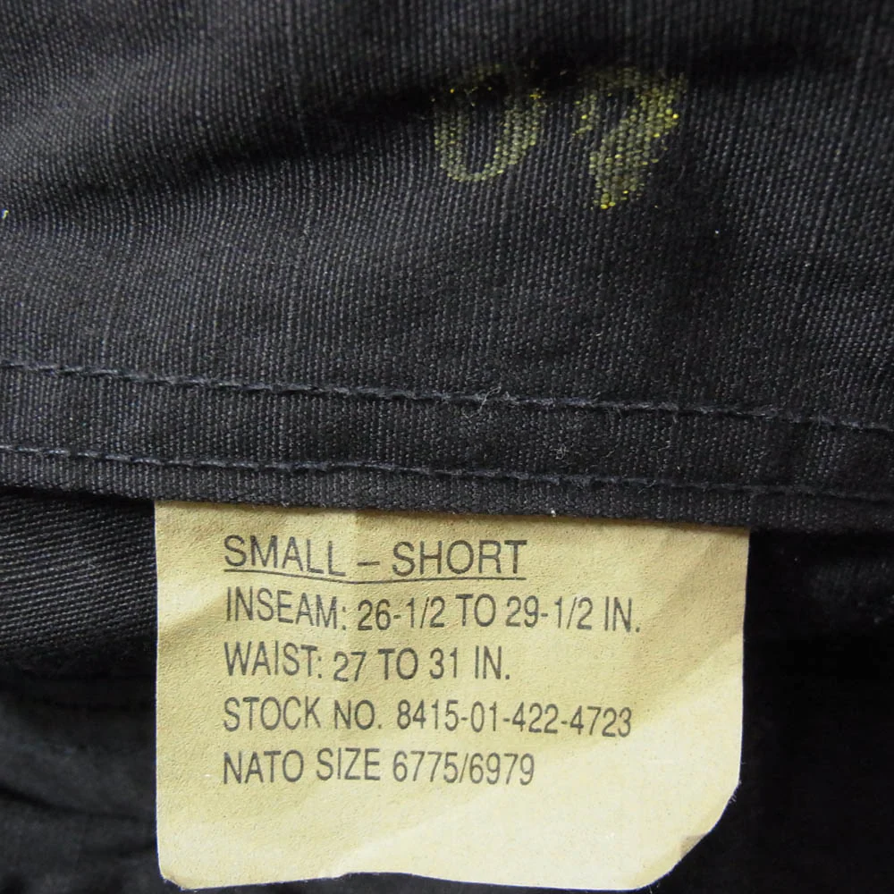 米軍 SP0100-97-D-CB10 90s U.S.ARMY 米軍 BDU PANTS BLACK357 SMALL SHORT トラウザー カーゴパンツ ブラック系 S【中古】 - Image 4