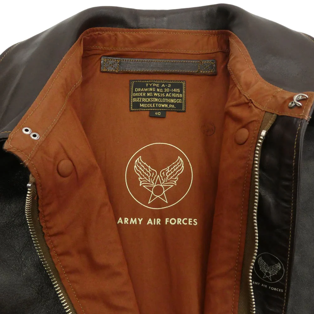 Buzz Rickson's バズリクソンズ BR80555 type A-2 ORDER No.W535 AC 16159 BUZZ RICKSON CLOTHING CO. SEMI-ANILINE FINISHED ホースハイド フライト ジャケット ダークブラウン系 40【中古】 - Image 3