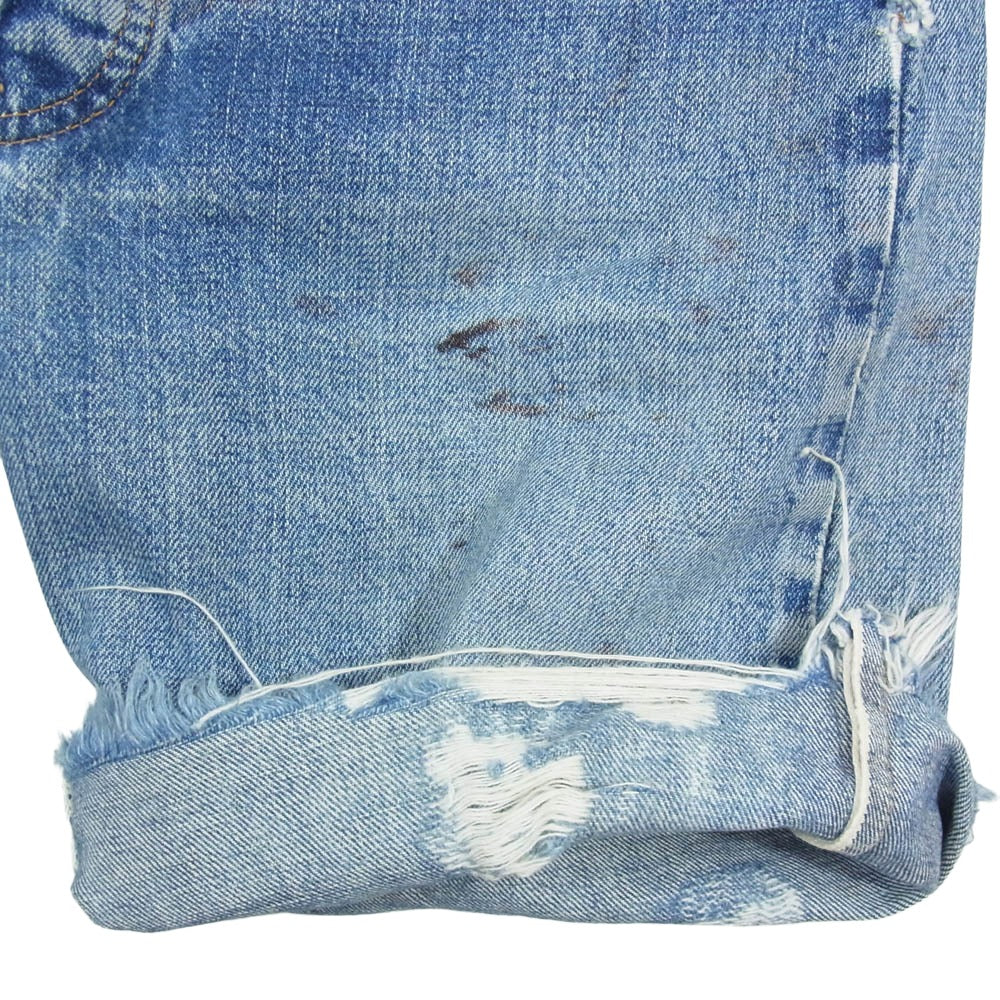 Levi's リーバイス ヴィンテージ 501 66前期 BIGE ボタン裏6刻印 カットオフ デニム ショーツ ショートパンツ インディゴブルー系 サイズ表記無【中古】 - Image 4