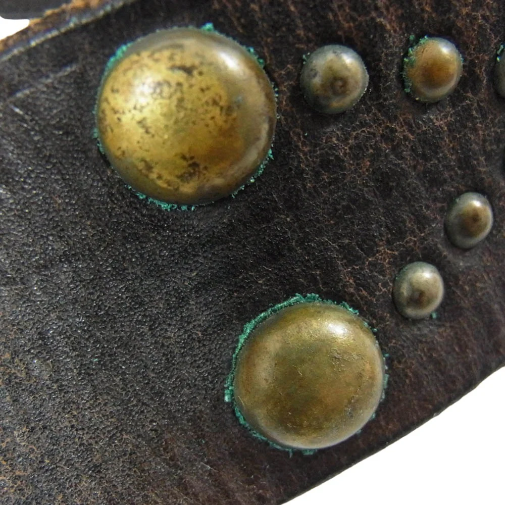RRL ダブルアールエル ヴィンテージ加工 レザー スタッズ ベルト ブラウン系 34【中古】 - Image 8