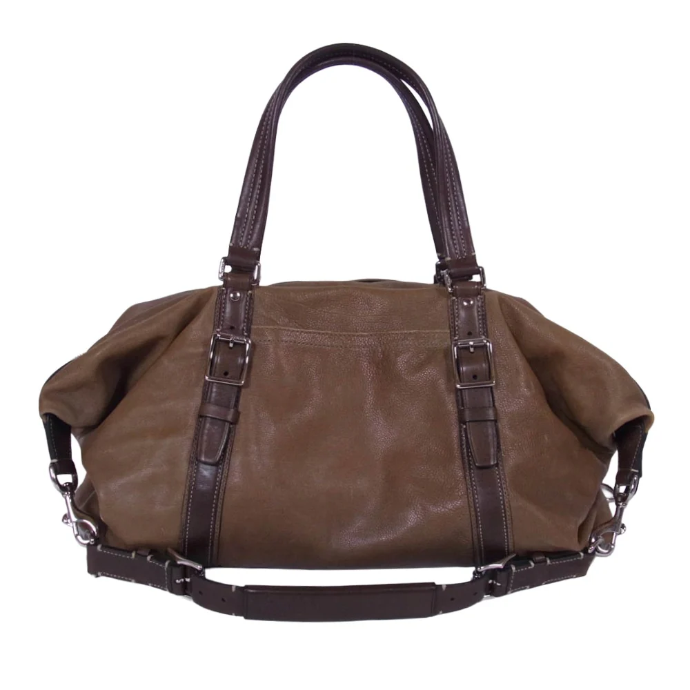 COACH コーチ 70388 Harrison Large Ziptop Satchel ハリソン ラージ ジップトップ サッチェル レザー ボストン バッグ ブラウン系【中古】